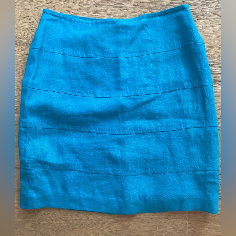 Banana Republic Turquoise Linen cotton lined Pencil Skirt size 6 EUC